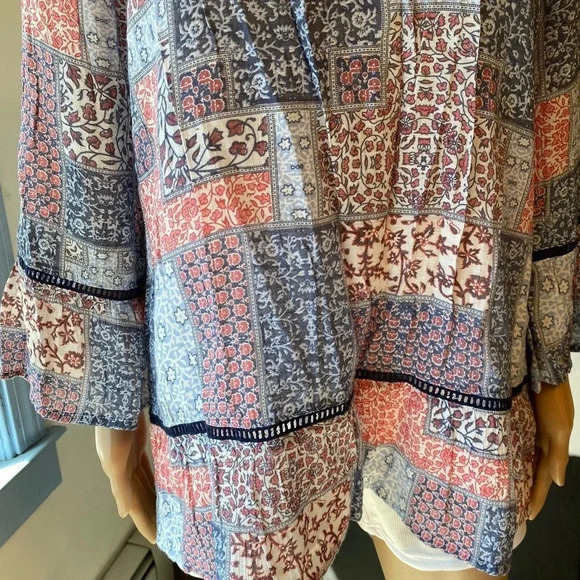 Como Vintage Floral Lightweight Comfortable Off Shoulder Blouse Women Size L - Picture 6 of 6